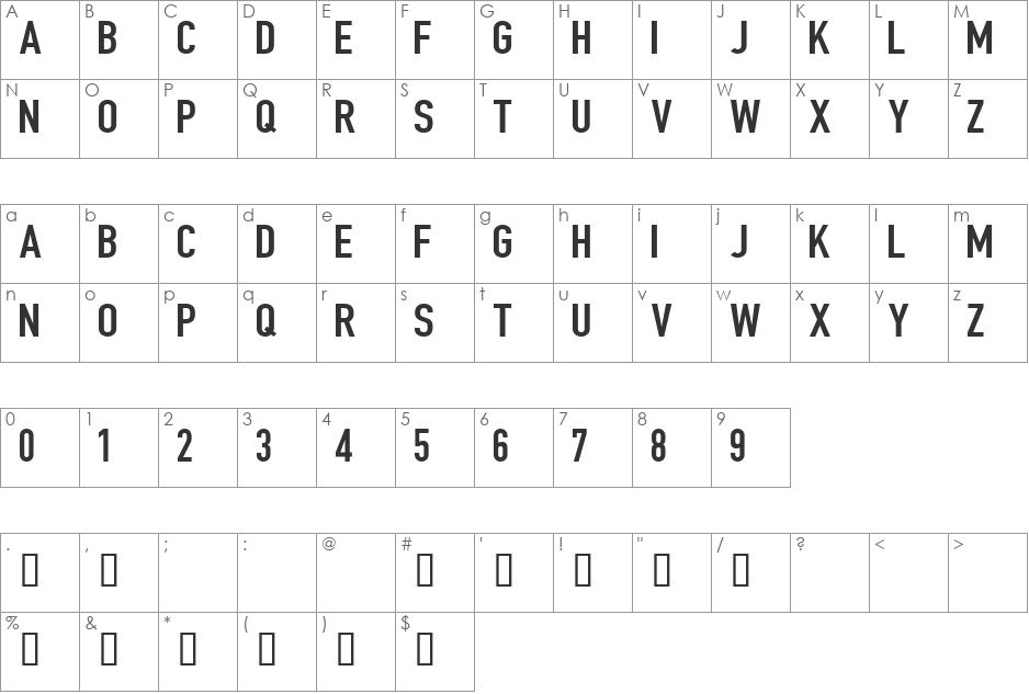 Varsity Classic Serif B font character map preview