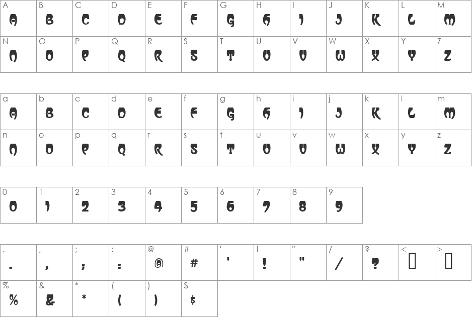 Vassar font character map preview