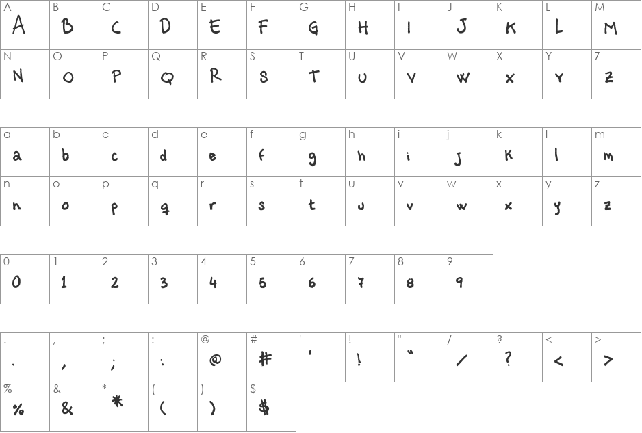 Vastorga Bold Letter font character map preview