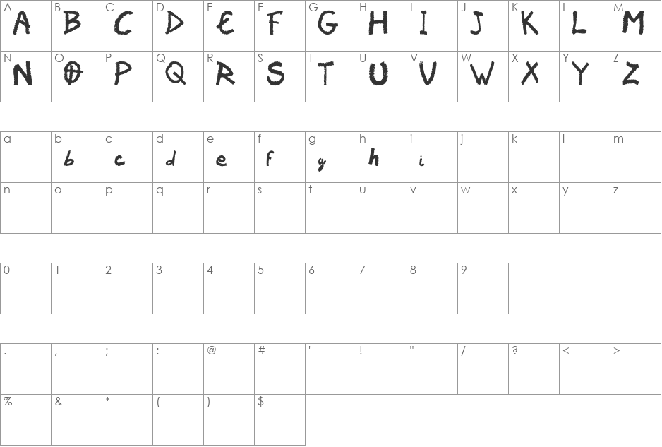 Vaudoo RF font character map preview