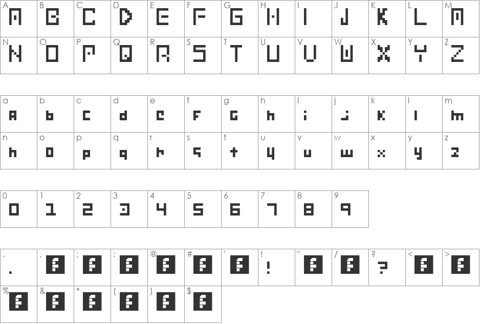 Vault font character map preview