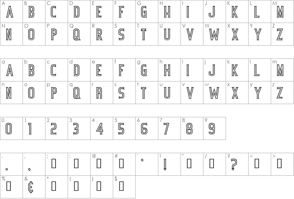 Bicycle font character map preview