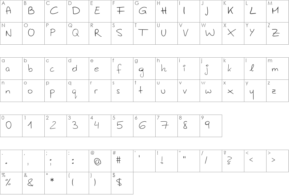 Vavont font character map preview