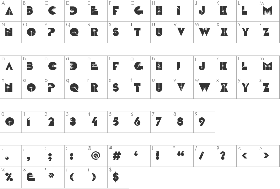 VAZDUH font character map preview