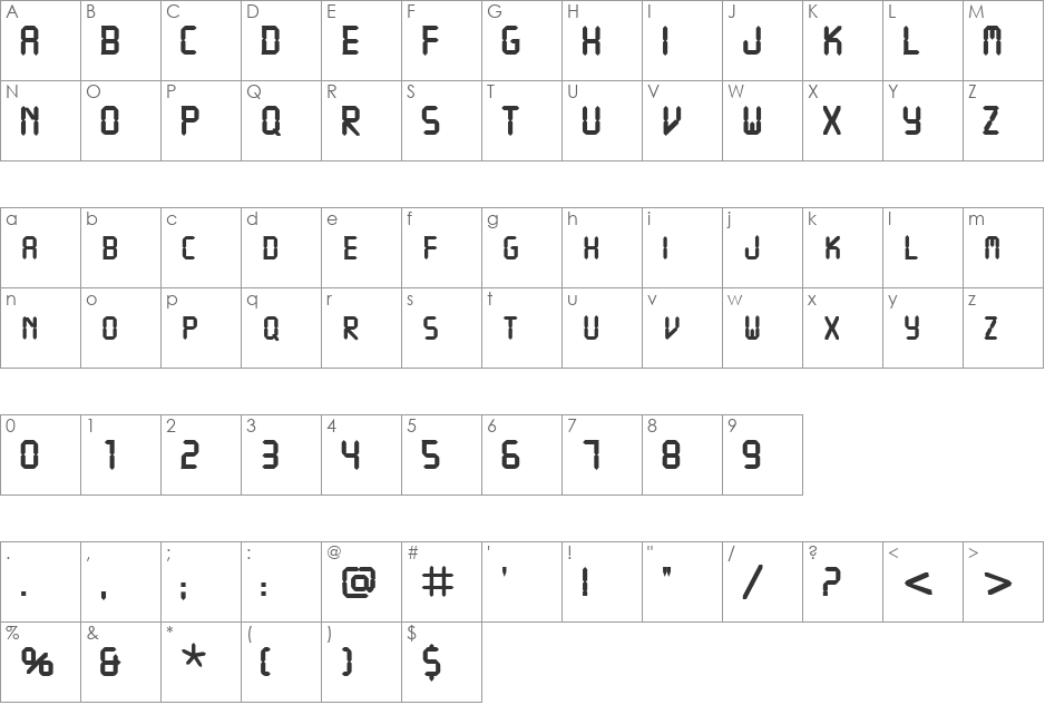 VCRSCapsSSK font character map preview