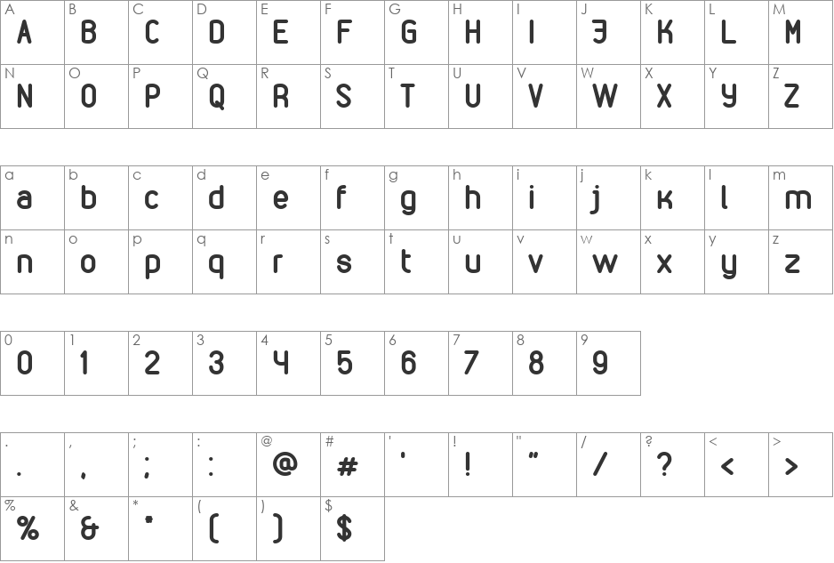 VDS font character map preview