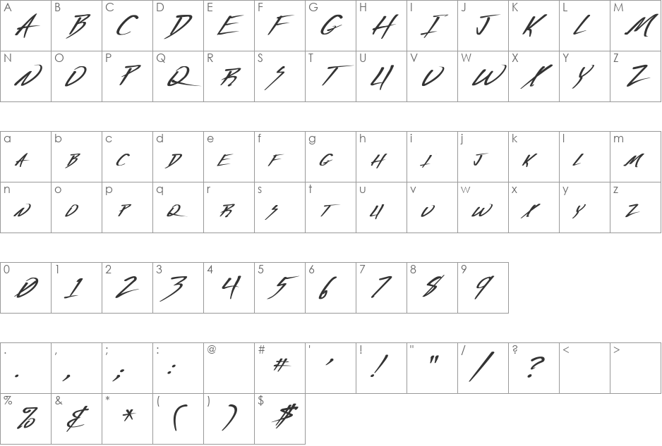 Vecker Bold Italic font character map preview