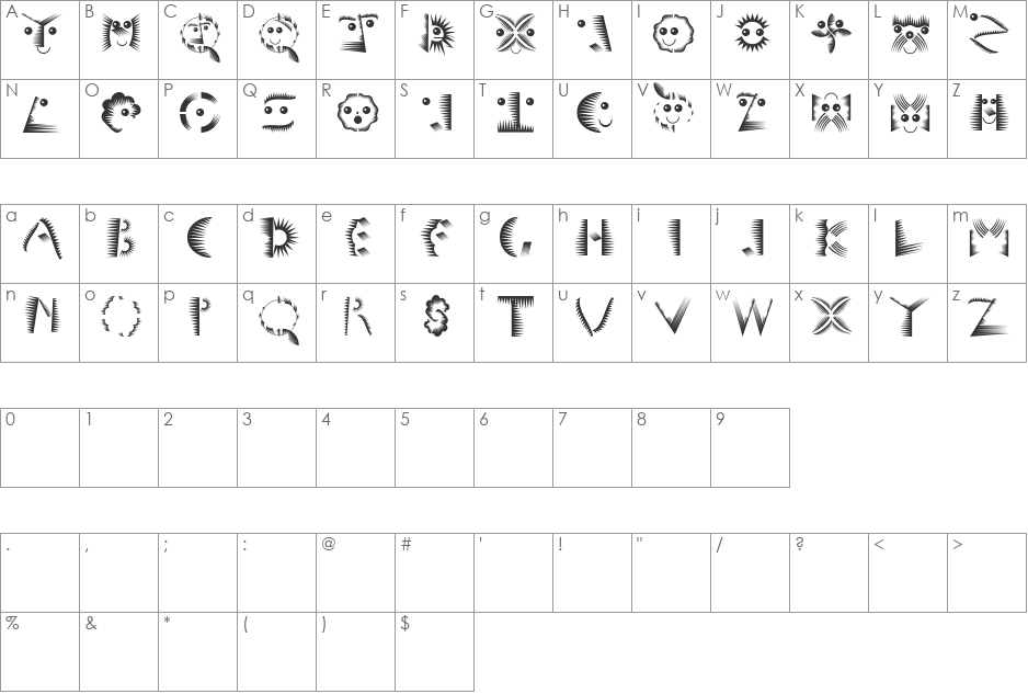VectorPaintigs font character map preview