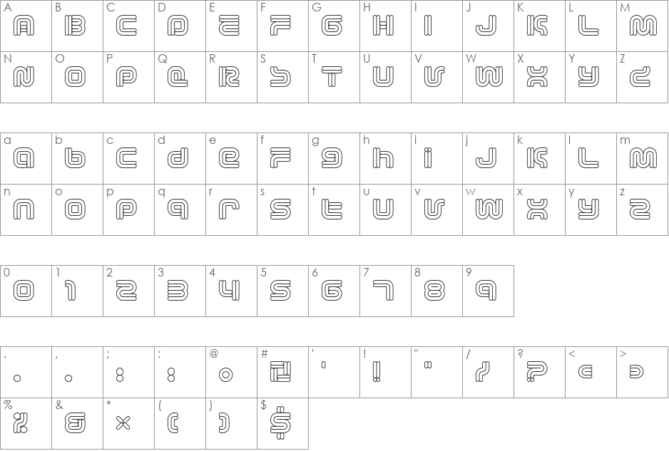 Vectroid Astro font character map preview