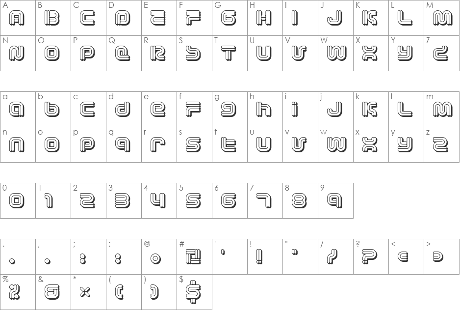 Vectroid Cosmo font character map preview