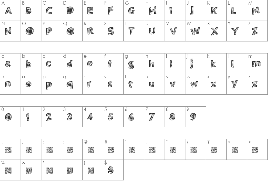 VegasNeon font character map preview