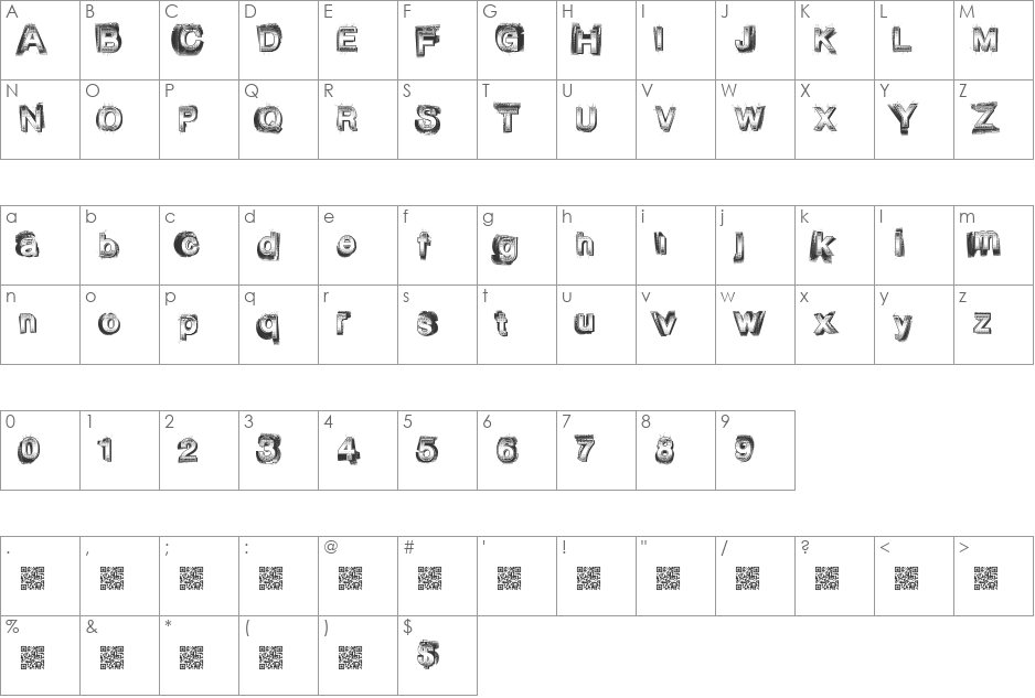VegasNights font character map preview