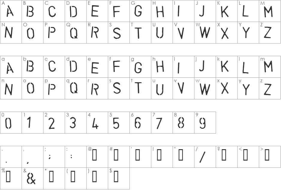 Vegetable font character map preview