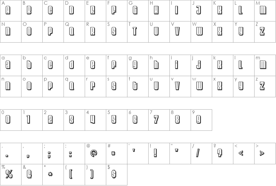 Velvenda font character map preview