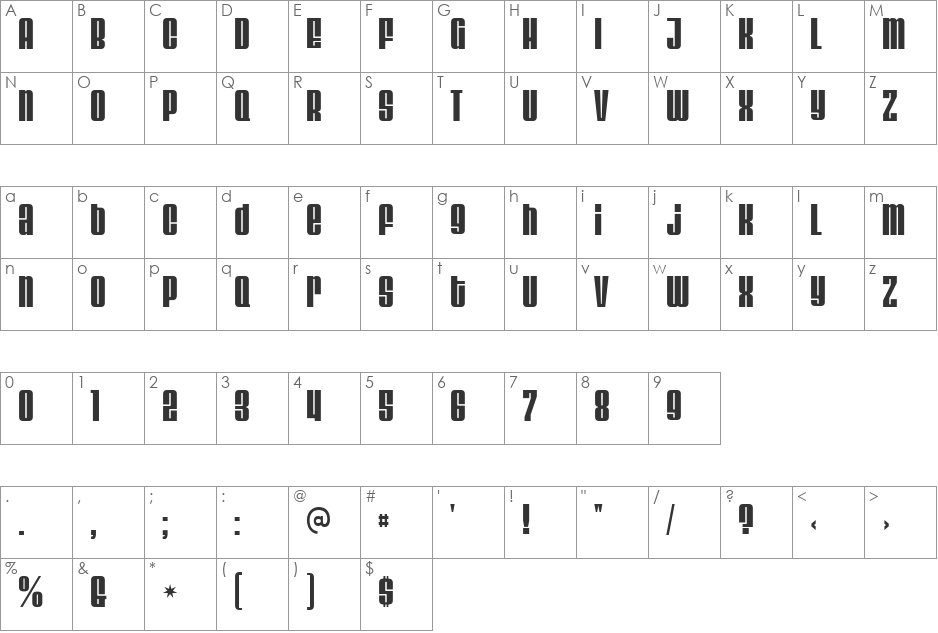 Velvenda Cooler font character map preview