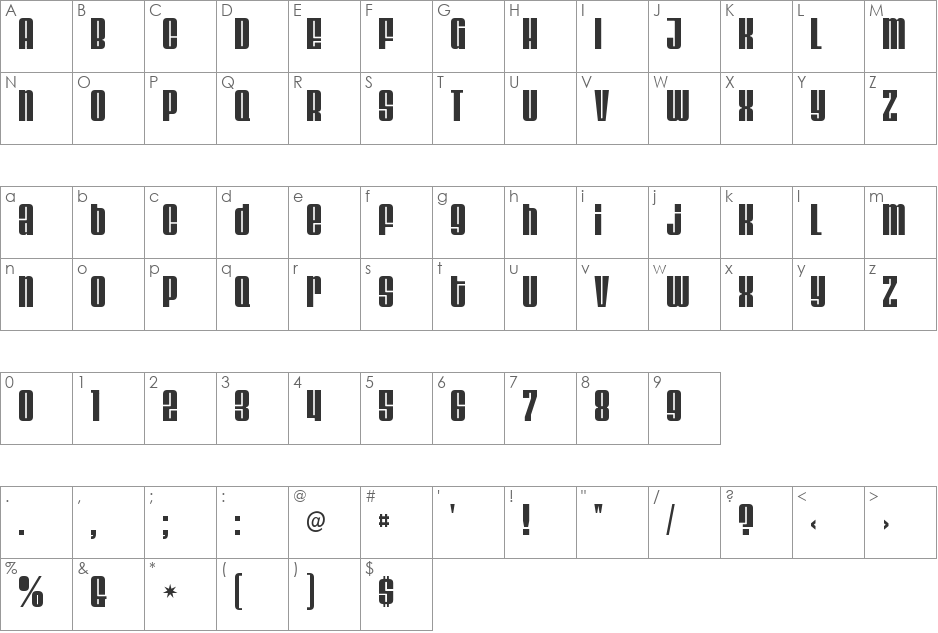 Velvenda Cooler font character map preview
