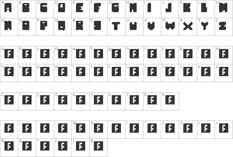 Velvet underground font character map preview