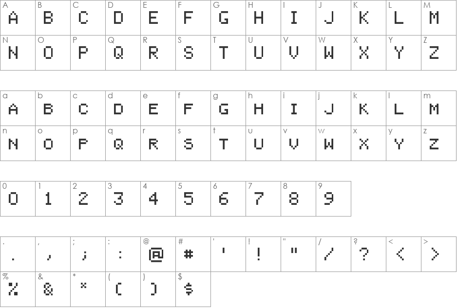 Bienvenu font character map preview