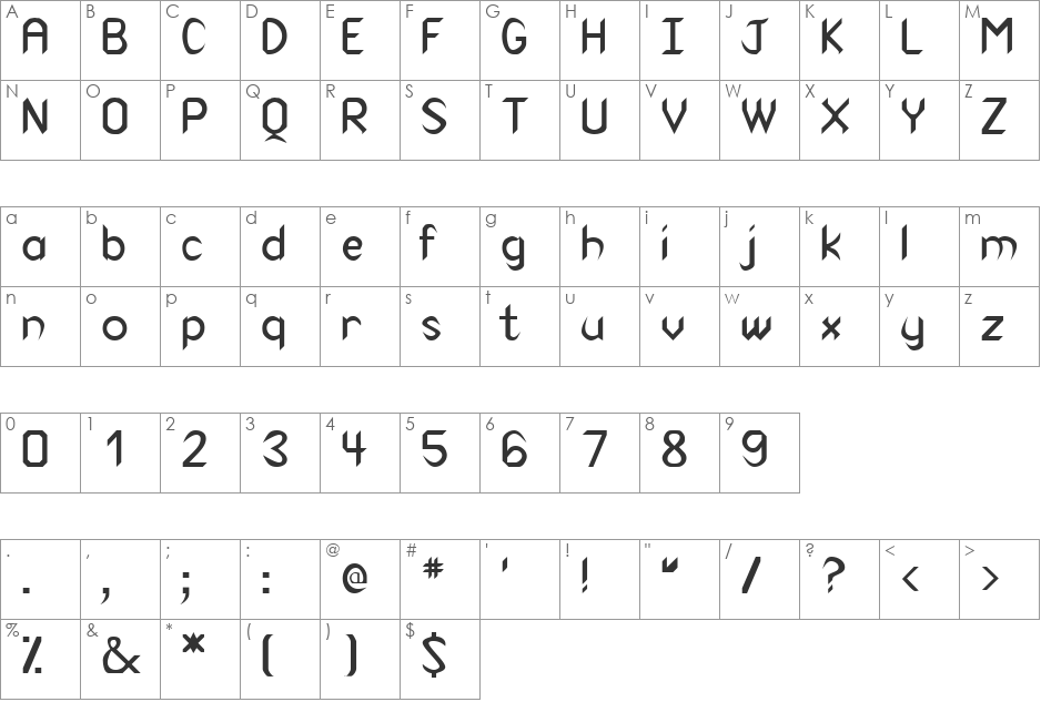 Venom font character map preview