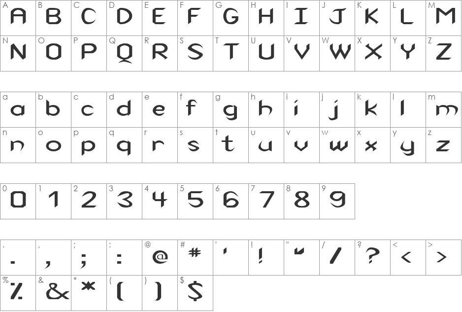 VenomExtended font character map preview