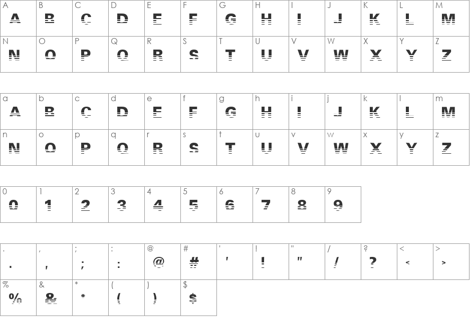 Ventilate font character map preview