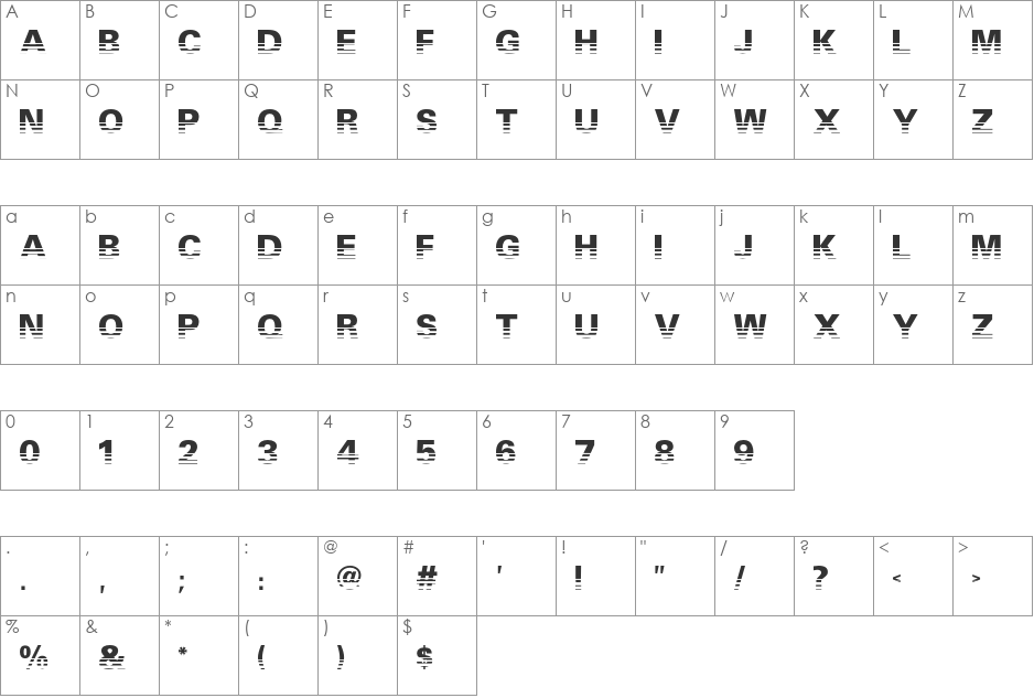 Ventilate font character map preview