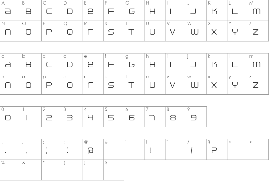 Ventisei font character map preview
