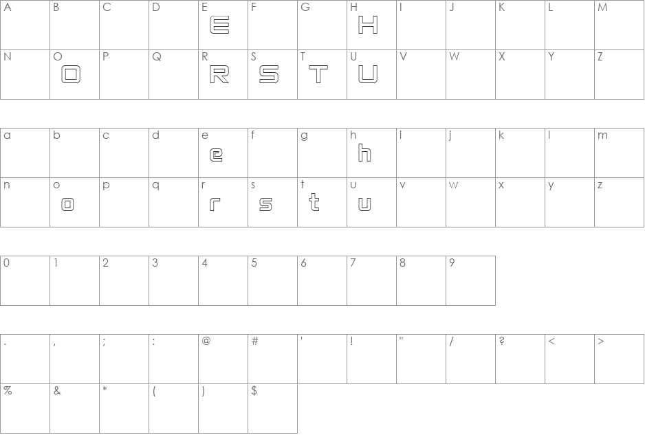 VentureDemoOutline font character map preview