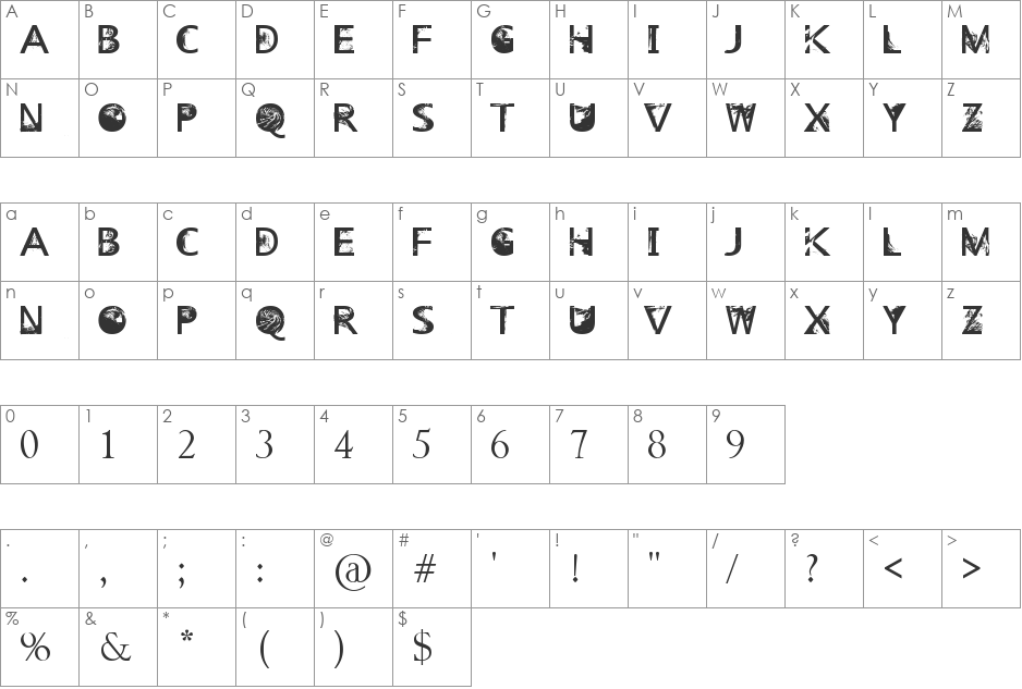 Venue_on_the_Beach font character map preview