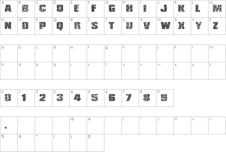 VENUS FURS font character map preview