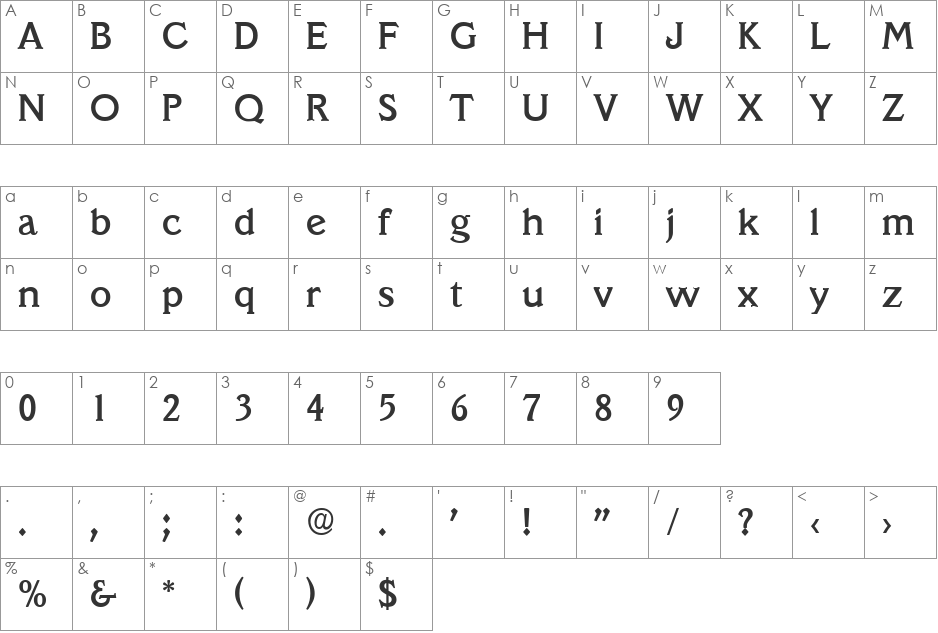 Veracruz-Serial-Medium font character map preview