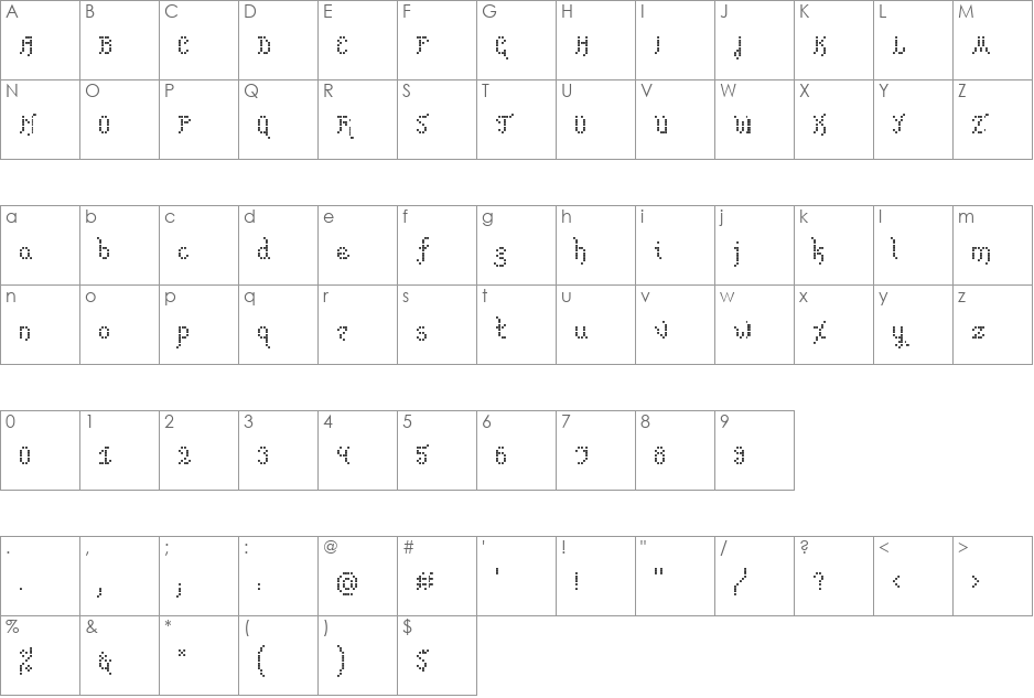 Verba font character map preview