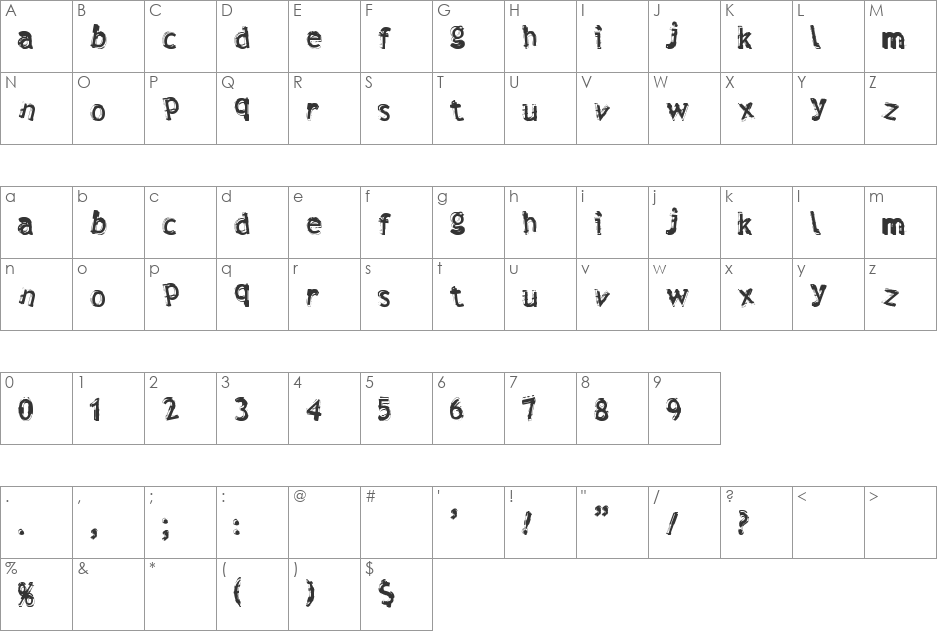 Verdy font character map preview