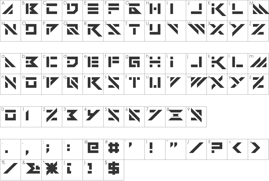 Vermin Vibes Dystopia font character map preview