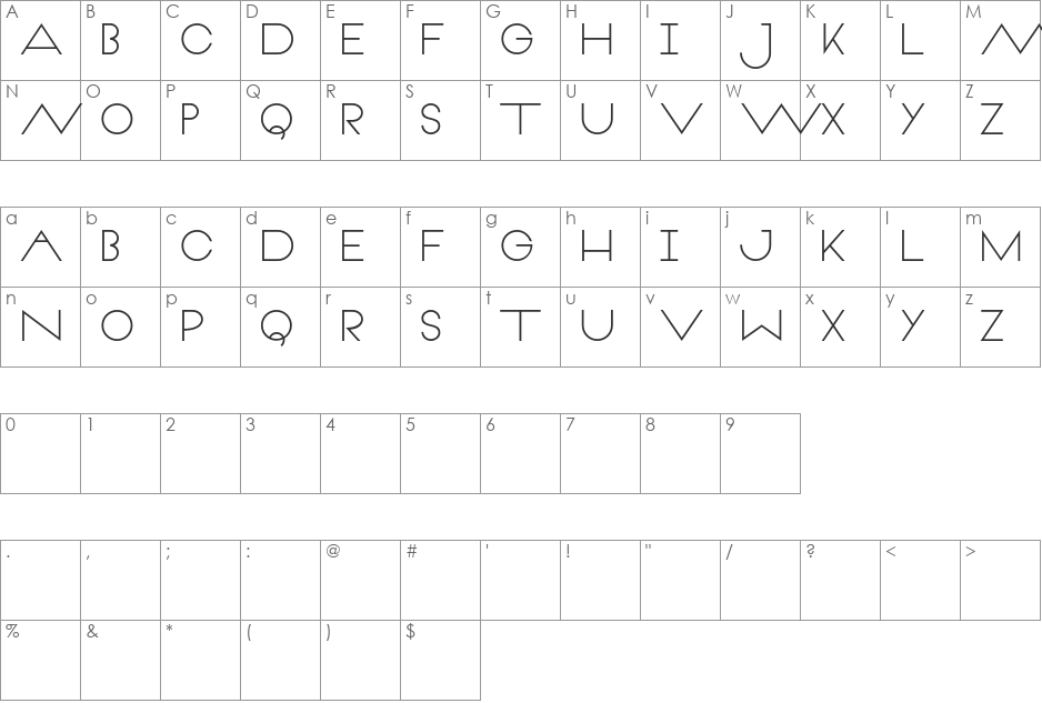 Veron Bold font character map preview