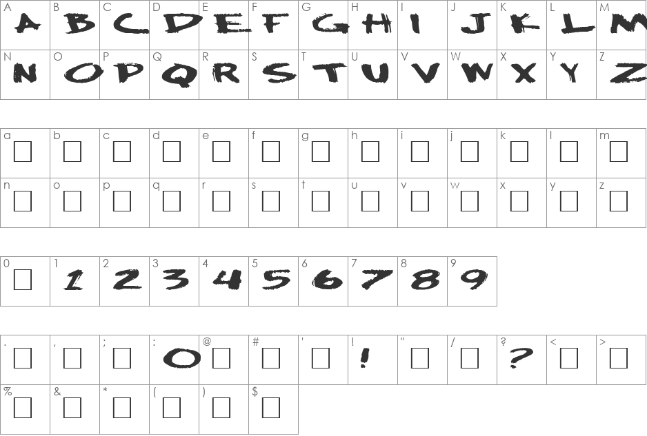 BIG font character map preview