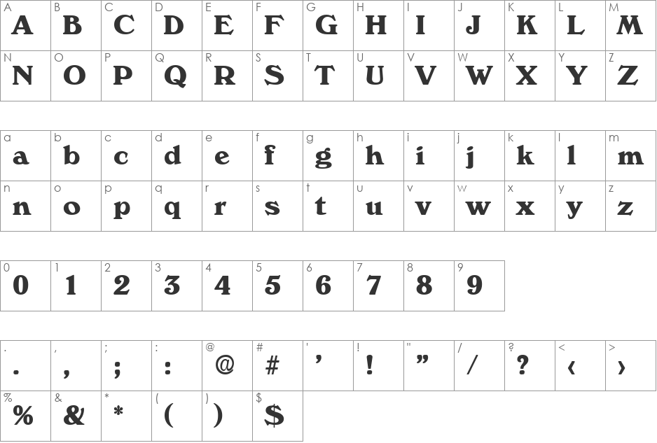 Verona-Serial-ExtraBold font character map preview