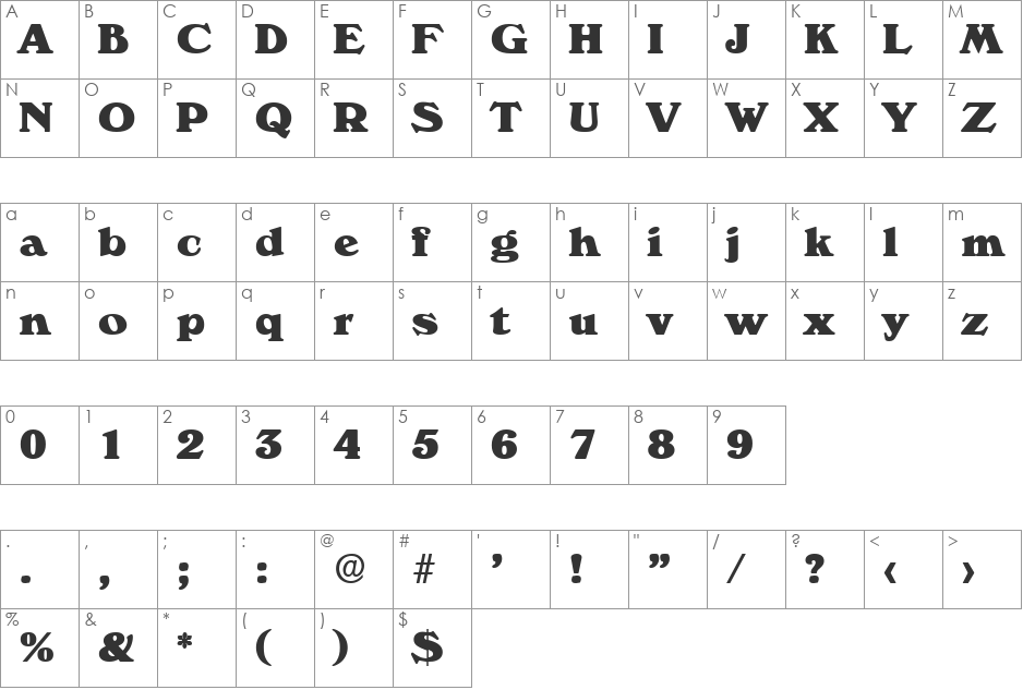 Verona-Serial-Heavy font character map preview