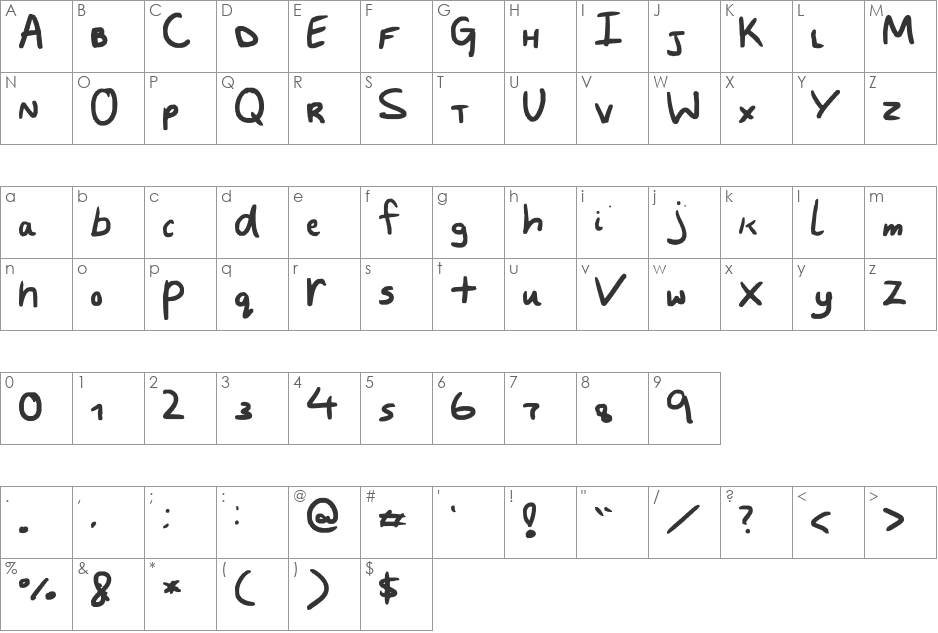 BIG and small font character map preview