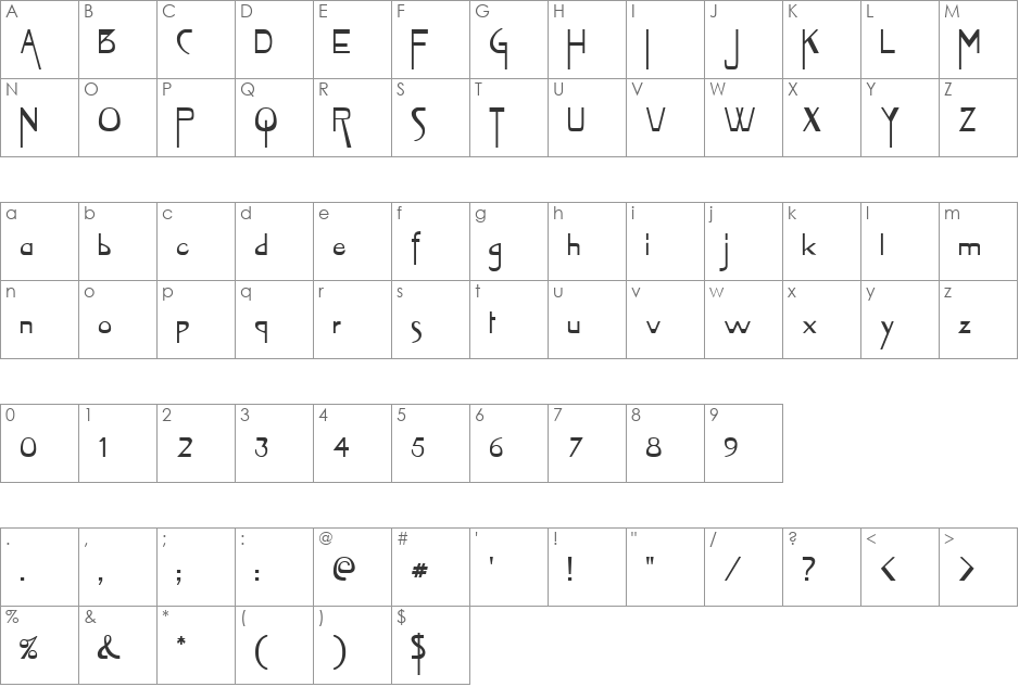 VERTIGO font character map preview