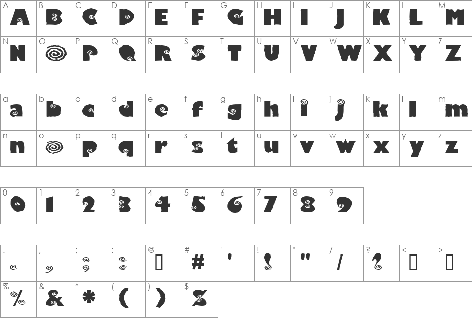 VertigoExtended font character map preview