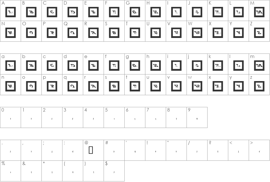 VertigoPeople font character map preview