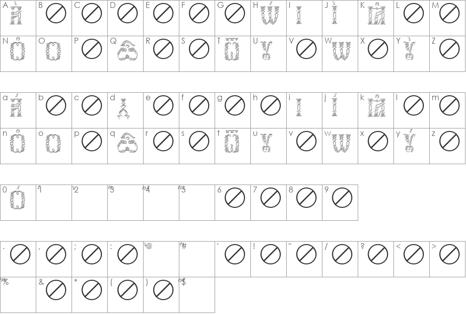 Vertograd Ucs font character map preview