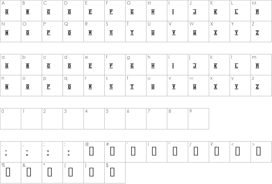 Veruca font character map preview