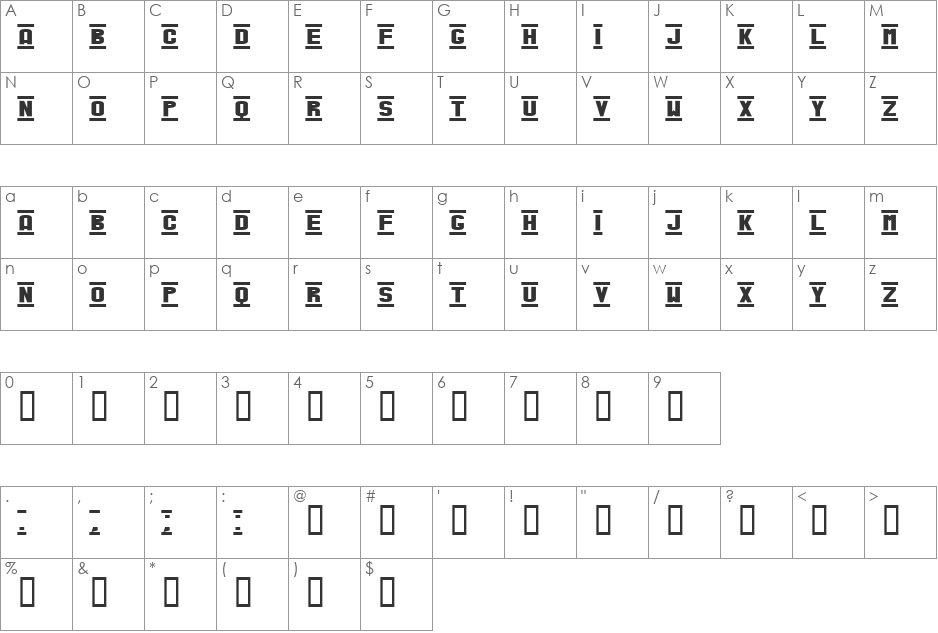 Veruca font character map preview