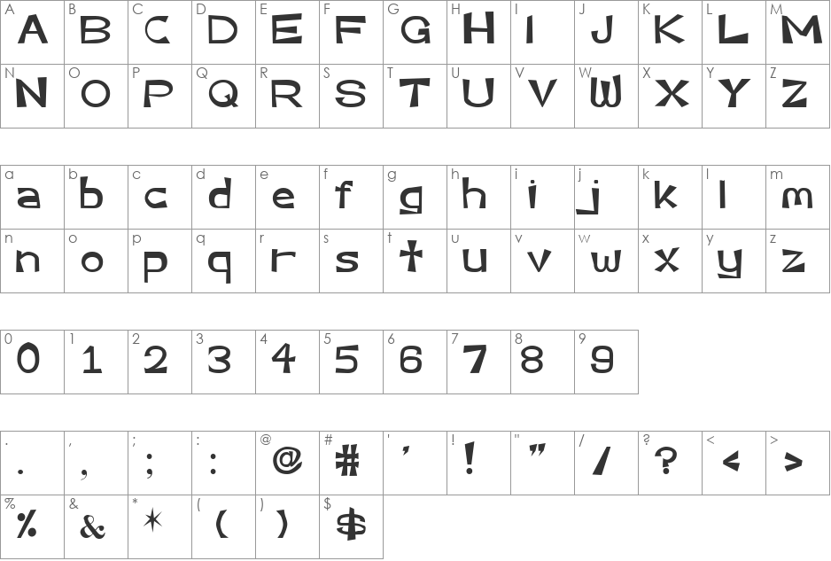 Very Assy font character map preview