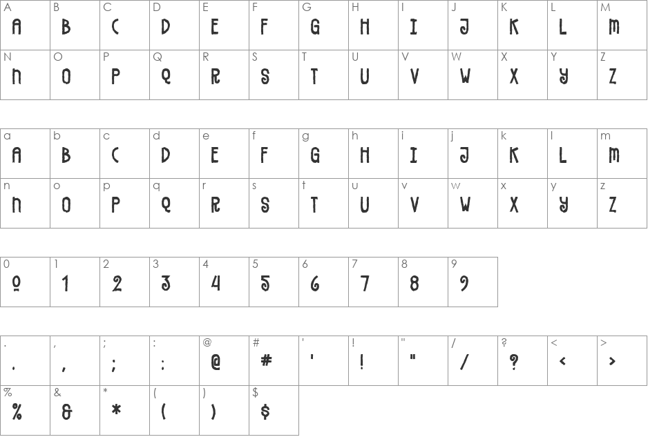 VeryMerry font character map preview