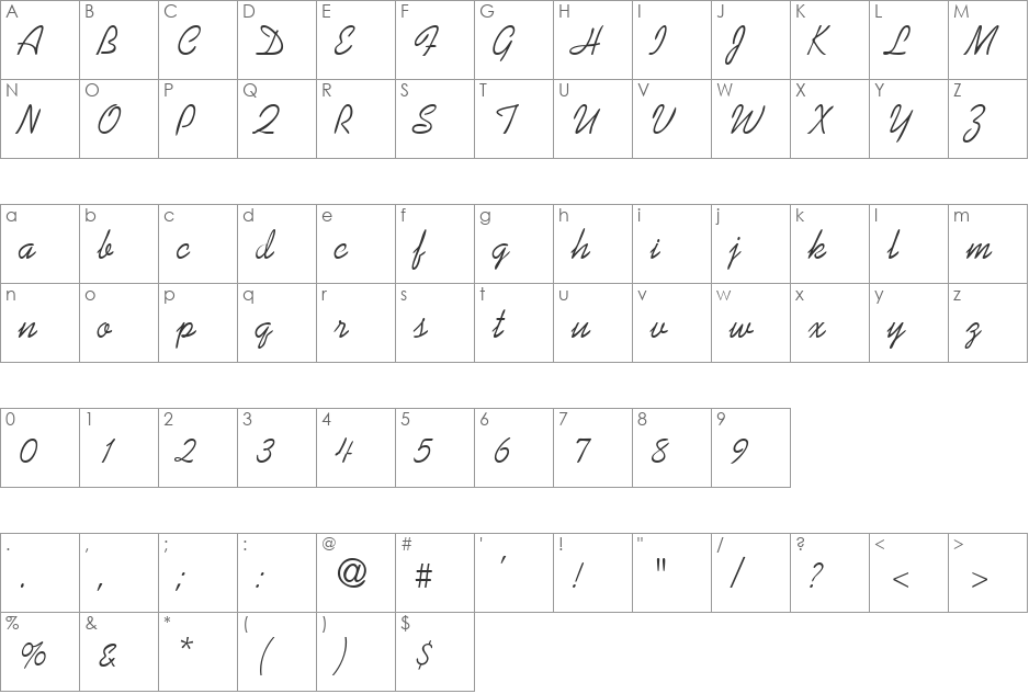 VfFree21 font character map preview
