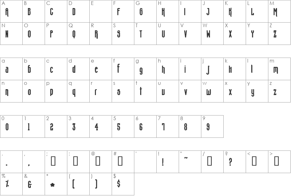 VfFree37 font character map preview