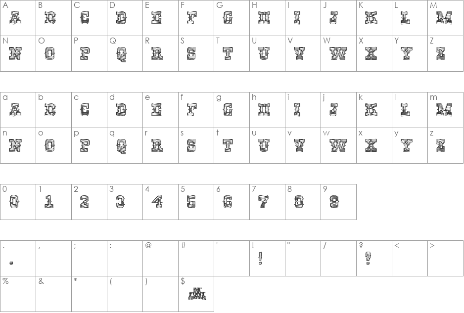 ViaGrande font character map preview